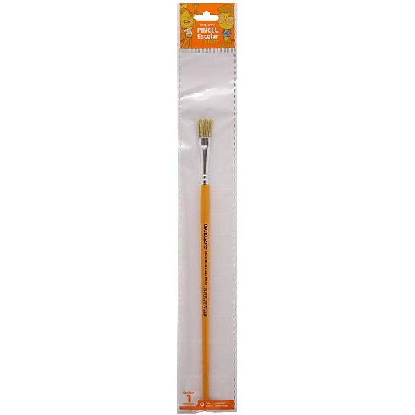 Pincel artesanal chato 815 n.12 amarelo bl.c/1 - leonora (blister)