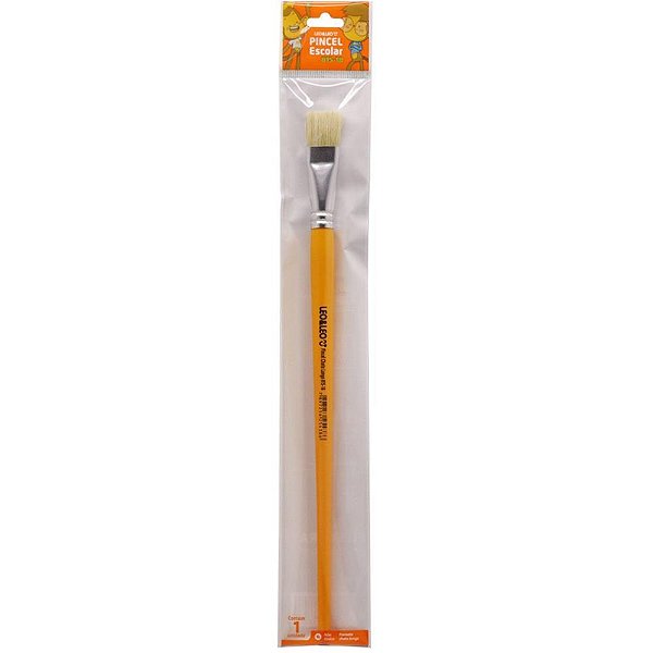 Pincel artesanal chato 815 n.18 amarelo bl.c/1 - leonora (blister)