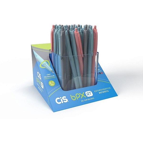 Caneta esferografica retratil cis bpx rt 0.7mm az/vm/pt - sertic (dp.c/50)