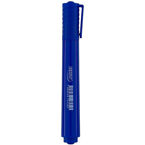 Pincel marcador permanente ponta chanfrada azul - brw (cx.c/12)