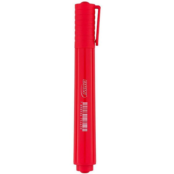 Pincel marcador permanente ponta chanfrada vermelho - brw (cx.c/12)