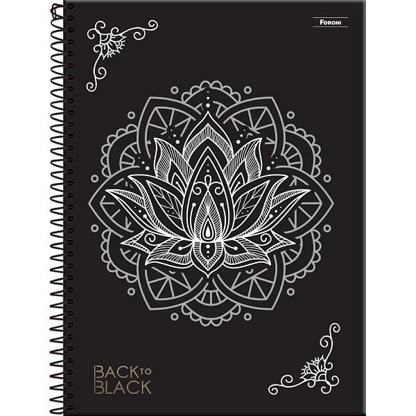 Caderno 01x1 capa dura back to black 80fls. - foroni (pct.c/04)
