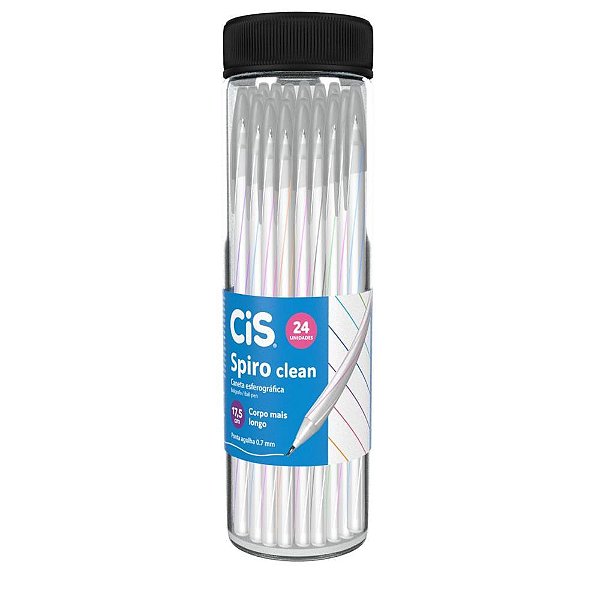 Caneta esferografica cis spiro clean 0,7mm cores - sertic (pote-24)
