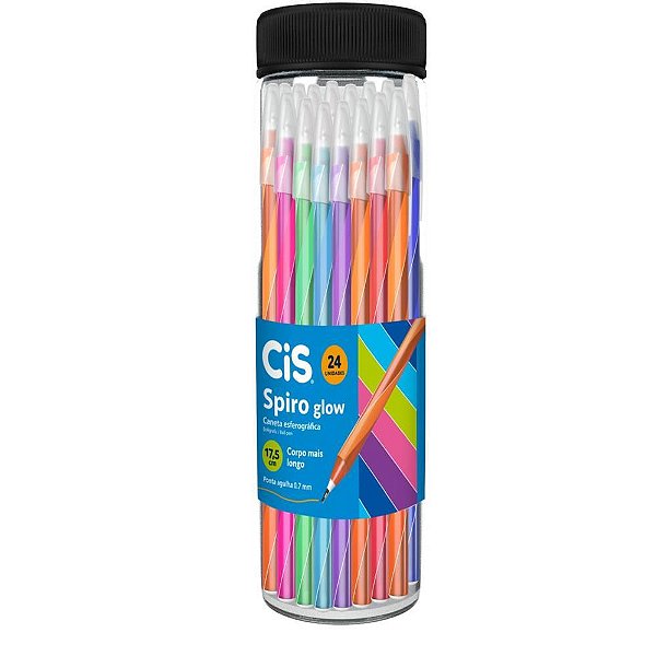 Caneta esferografica cis spiro glow 0,7mm cores - sertic (pote-24)