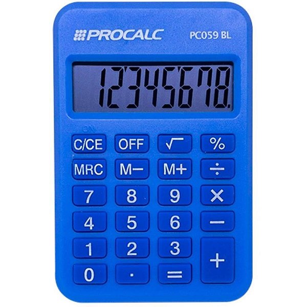 Calculadora de bolso 8 digitos azul - procalc (unidade)