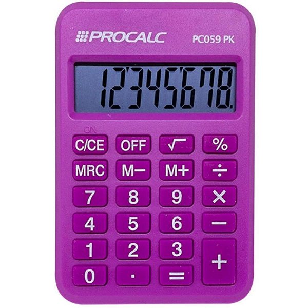 Calculadora de bolso 8 digitos rosa - procalc (unidade)