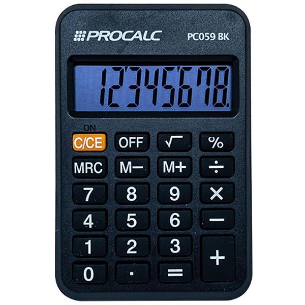 Calculadora de bolso 8 digitos preta - procalc (unidade)
