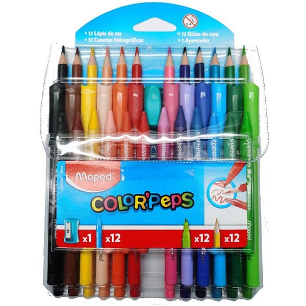 Lapis de cor triangular color peps lapis+giz+hidroc+ap - maped (kit)