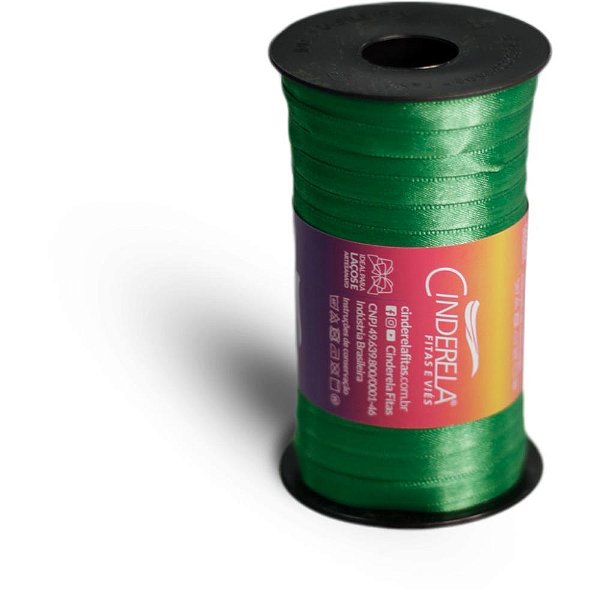 Fita de cetim 07mm 100m. verde bandeira - cinderela (unidade)