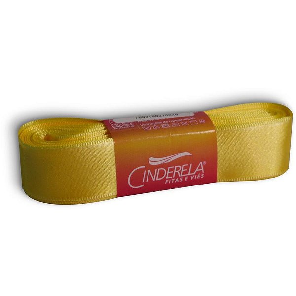Fita de cetim 22mm 10m. amarelo canario - cinderela (unidade)