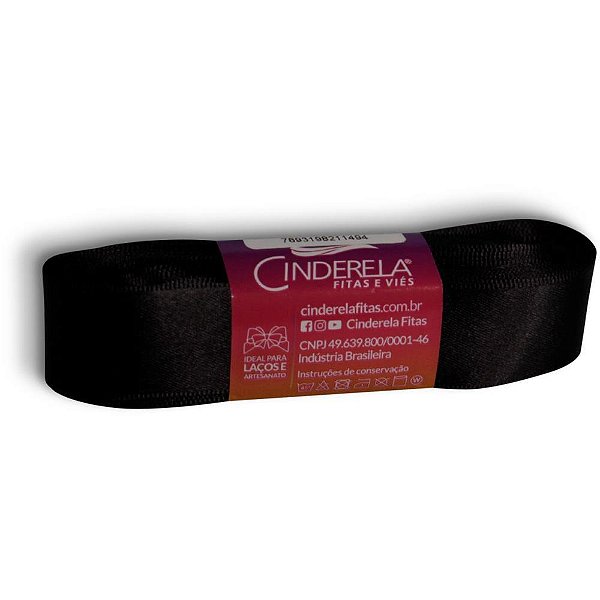 Fita de cetim 22mm 10m. preto - cinderela (unidade)