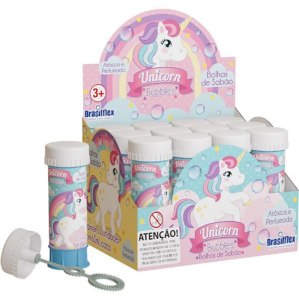 Bolha de sabao unicornio 60ml - brasilflex (cx.c/12)
