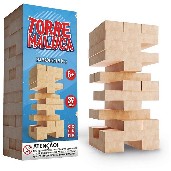Jogo diverso torre maluca 39pcas madeira - coluna (unidade)