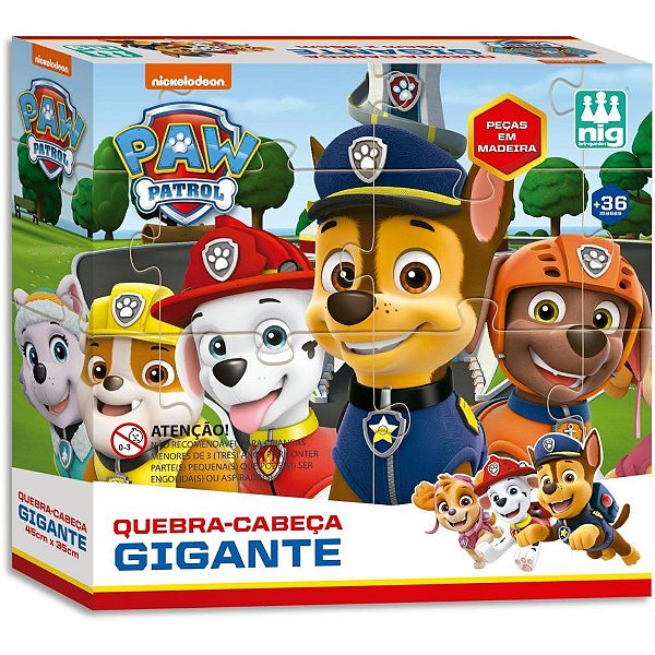 Quebra-cabeca madeira patrulha canina gigante 16pcs - nig brinquedos (unidade)