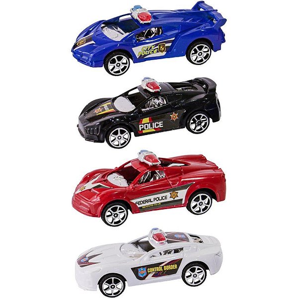 Carrinho a friccao policia mini c/4un - art brink (kit)