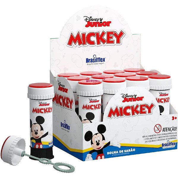 Bolha de sabao mickey 60ml c/jogo - brasilflex (cx.c/12)