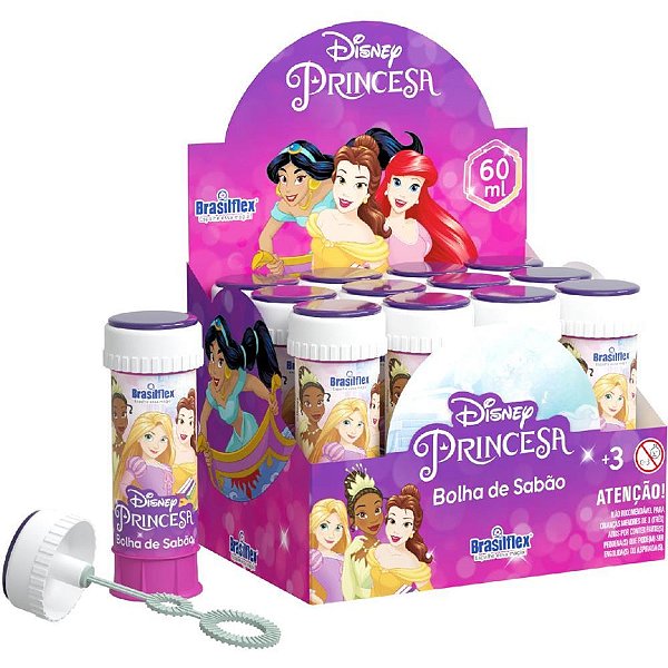Bolha de sabao princesas 60ml c/jogo - brasilflex (cx.c/12)