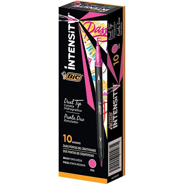 Caneta com ponta porosa intensity 2 pontas rosa - bic (cx.c/10)