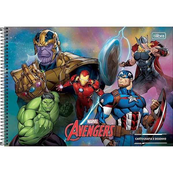 Caderno desenho univ capa dura avengers 80fls. - tilibra (pct.c/04)
