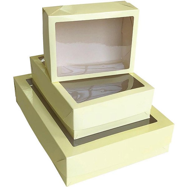 Caixa para presente com tampa gd 35x25,5x7,5 c/visor suave - cristina (pct.c/12)