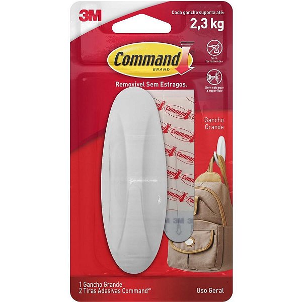 Gancho plastico command designer grande c/1 - 3m (blister)