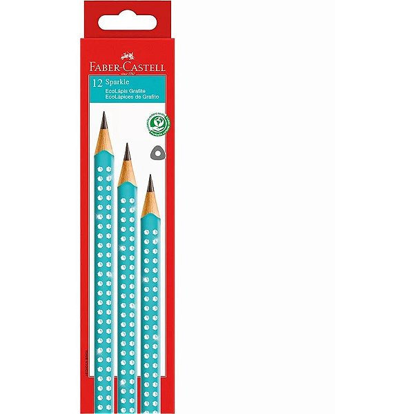 Lapis preto triangular ecolapis sparkle azul - faber-castell (pct.c/72)
