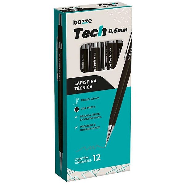 Lapiseira 0.5mm bazze tech preto - summit (cx.c/12)