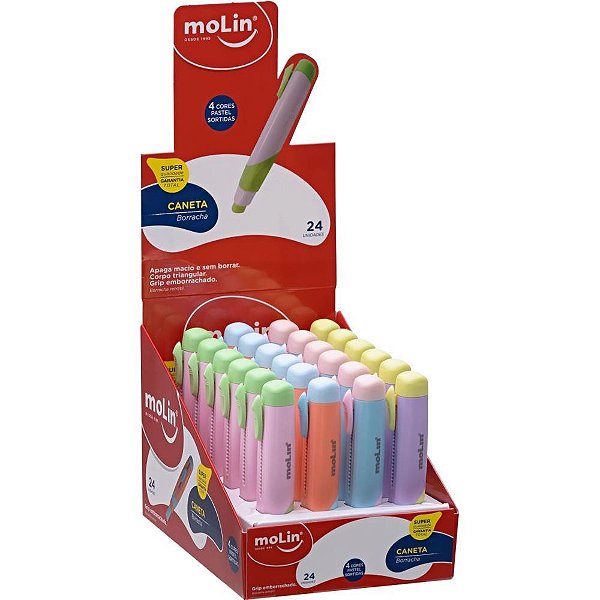 Borracha caneta molin tons pastel - molin (dp.c/24)