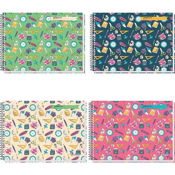 Caderno desenho univ capa dura decorado 48f espiral - tamoio (pct.c/04)