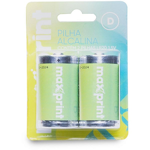 Pilha alcalina grande d max 1,5v - maxprint (bl.c/02)