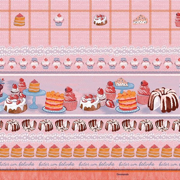 Toalha termica cupcake morango 1,40 x 30m - plastvinil (rolo)
