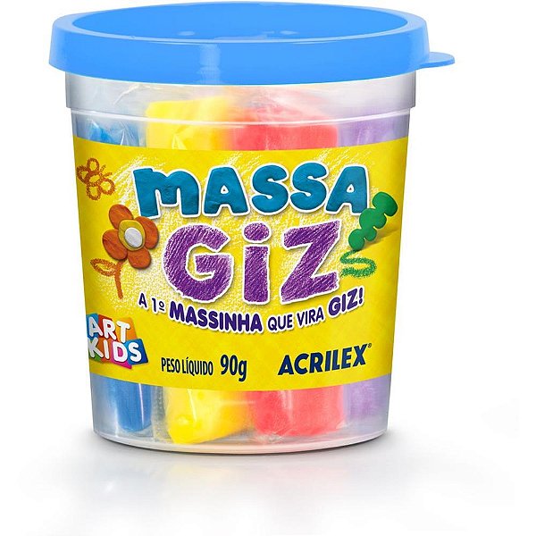 Massa para modelar massa giz 6 cores 100g (sortido) - acrilex (cx.c/06)