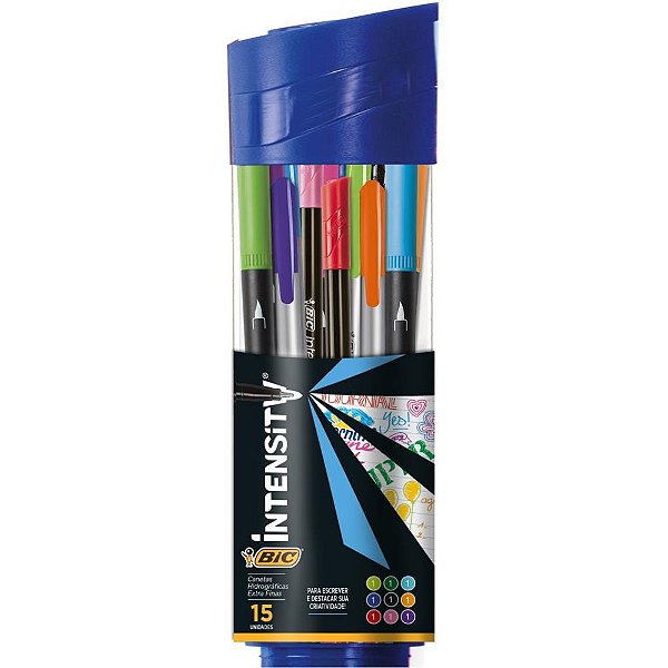 Caneta com ponta porosa intensity c/15 sort. - bic (estojo)