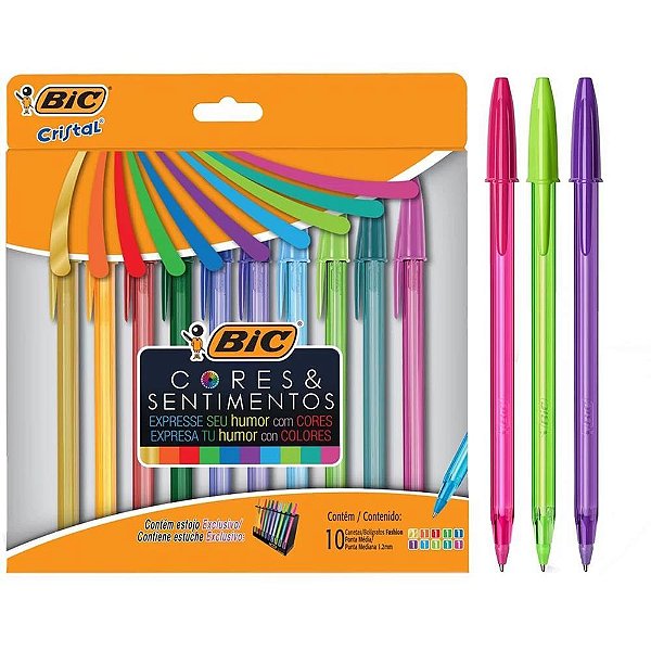 Caneta esferografica cores e sentimentos c/10 sort. - bic (bl.c/10)