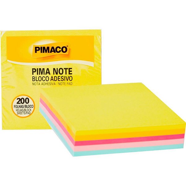 Bloco de recado autoadesivo pimanote sortidos 76x76mm 200f - pimaco (unidade)