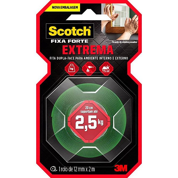 Fita fixa forte espuma extrema ate 2,5kg 12x2m - 3m (unidade)