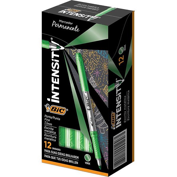 Pincel marcador permanente marking metalico 1.1mm verde - bic (cx.c/12)