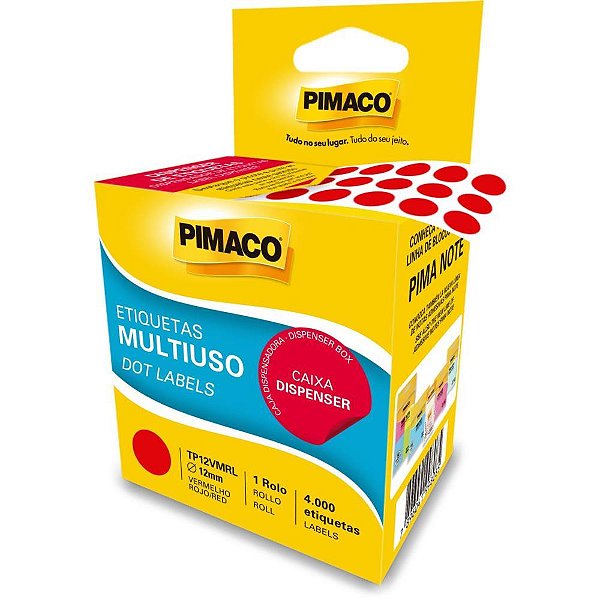 Etiqueta redonda tp-12 vermelha rolo c/4000 eti - pimaco (rolo)