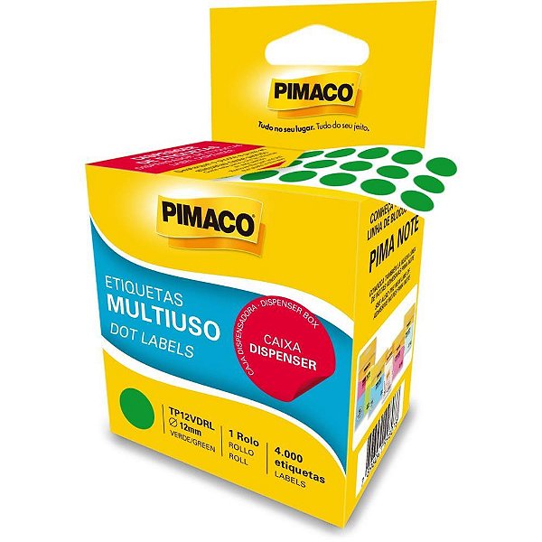Etiqueta redonda tp-12 verde rolo c/4000 etiq - pimaco (rolo)