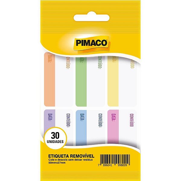 Etiqueta adesiva removivel multiuso 27x50mm 5fl - pimaco (pacote)