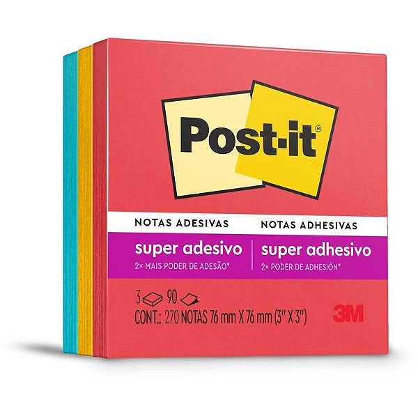 Bloco de recado post-it colecao diversao 76x76mm - 3m (pct.c/03)