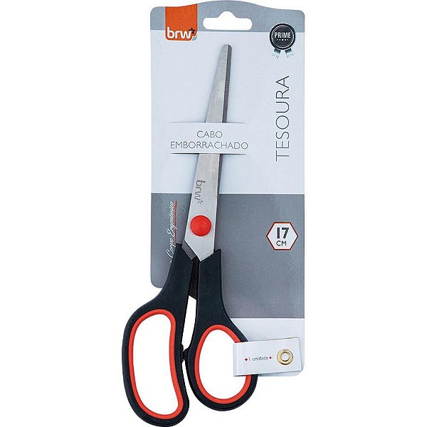 Tesoura ergonomica cabo preto 17cm - brw (blister)