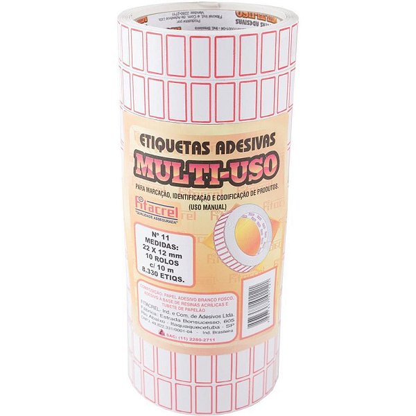 Etiqueta para preco multi uso 11 22x12mm 8.330etiq - fitacrel (pct.c/10)