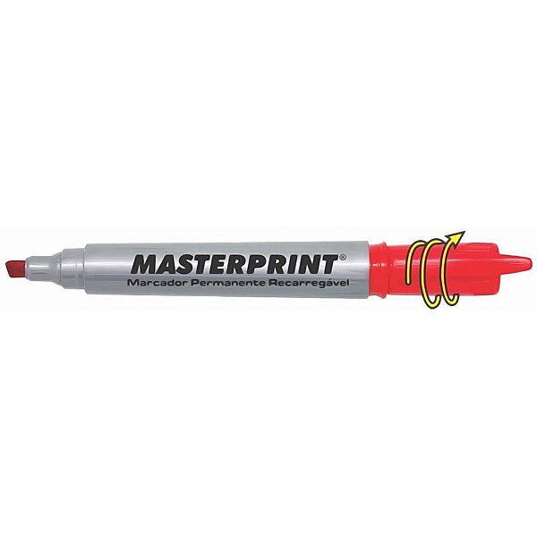Pincel marcador permanente mp 616 vermelho recarregavel - masterprint (cx.c/12)