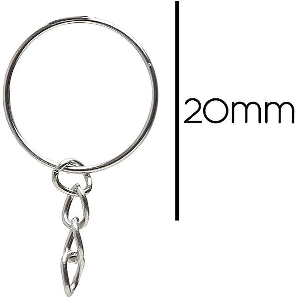 Artesanato argola chaveiro niquelada 20mm - nybc (pct.c/250)