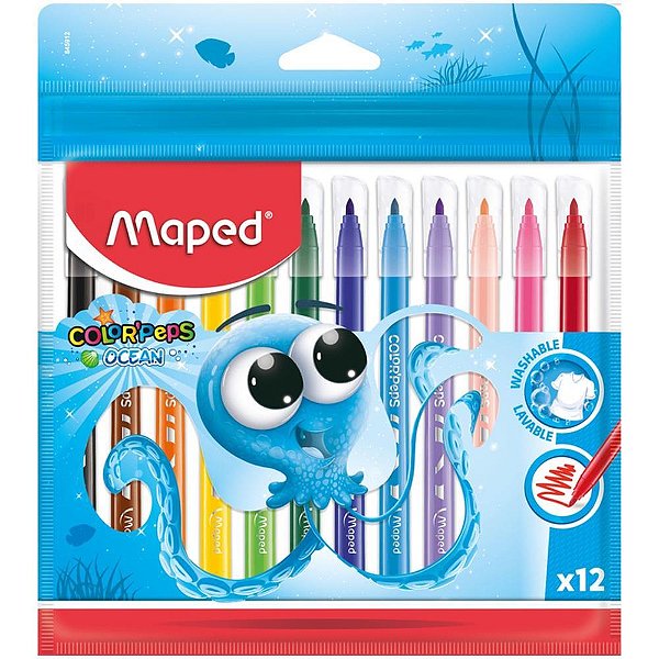 Caneta hidrografica ocean polvo 12 cores - maped (cx.c/12)