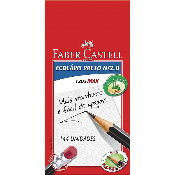 Lapis preto sextavado ecolapis max n.2 preto - faber-castell (cx.c/144)