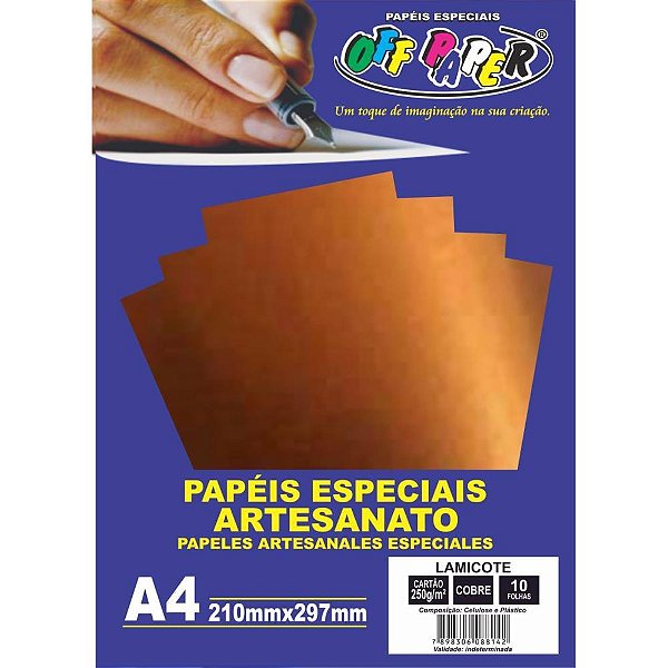 Papel laminado lamicote a4 250g cobre - off paper (pct.c/10)