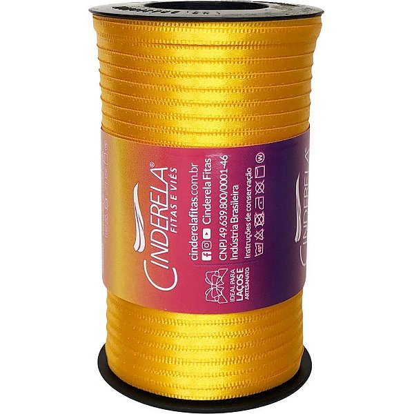 Fita de cetim 04mm 100m. amarelo ouro - cinderela (unidade)