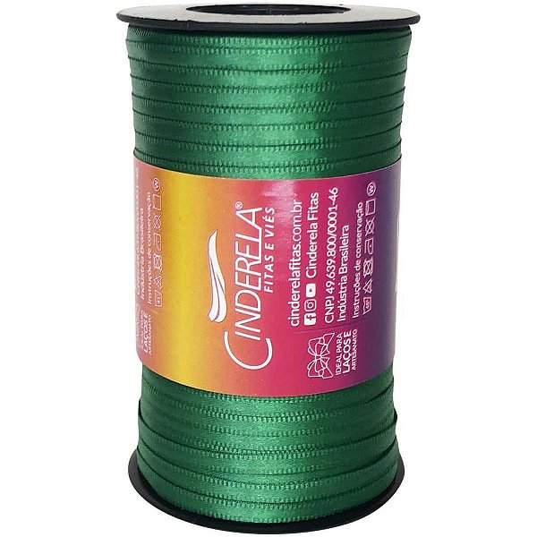Fita de cetim 04mm 100m. verde bandeira - cinderela (unidade)